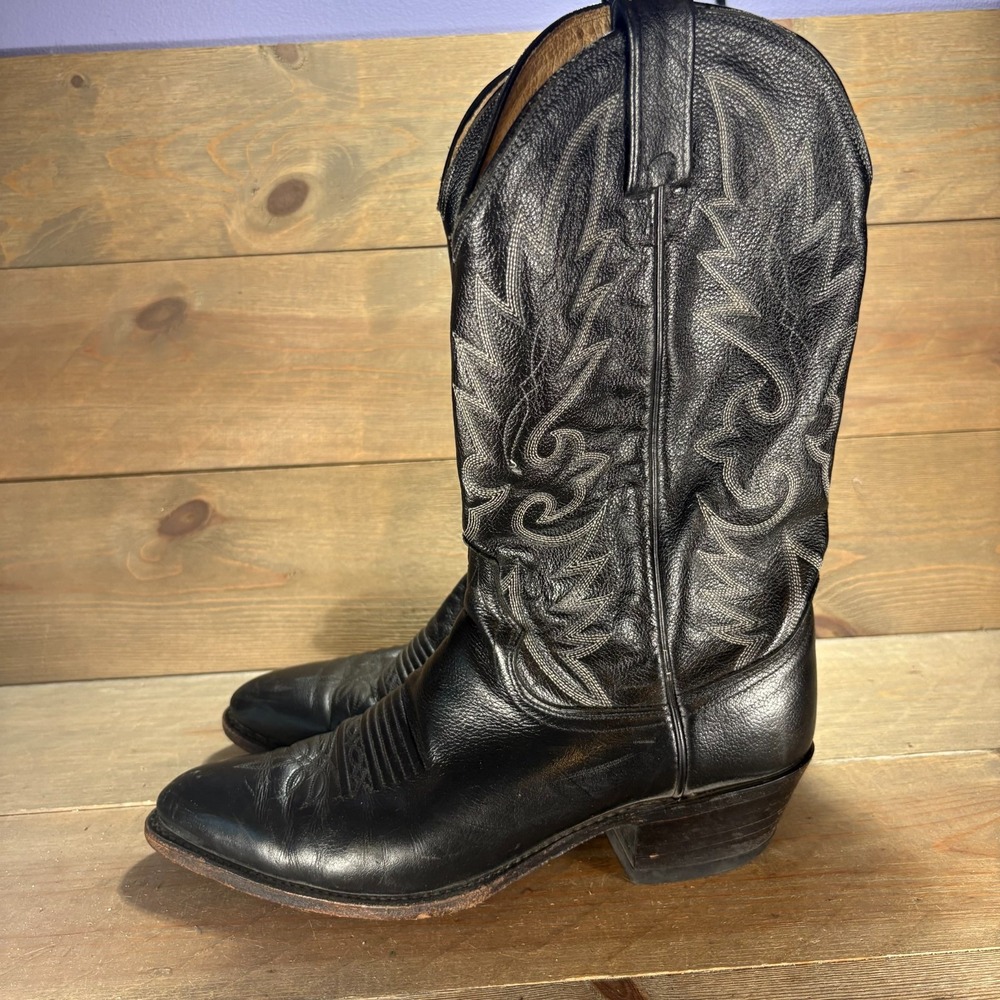 Dan post Mens size 10 shoes Black Leather Pull On Stitched Western Cowboy Boots